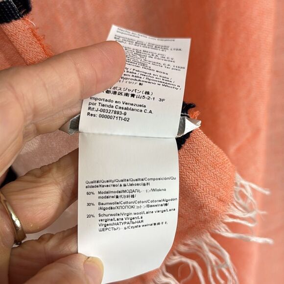 Hugo Boss Large Fringe Cotton Wool Scarf - Picture 6 of 7